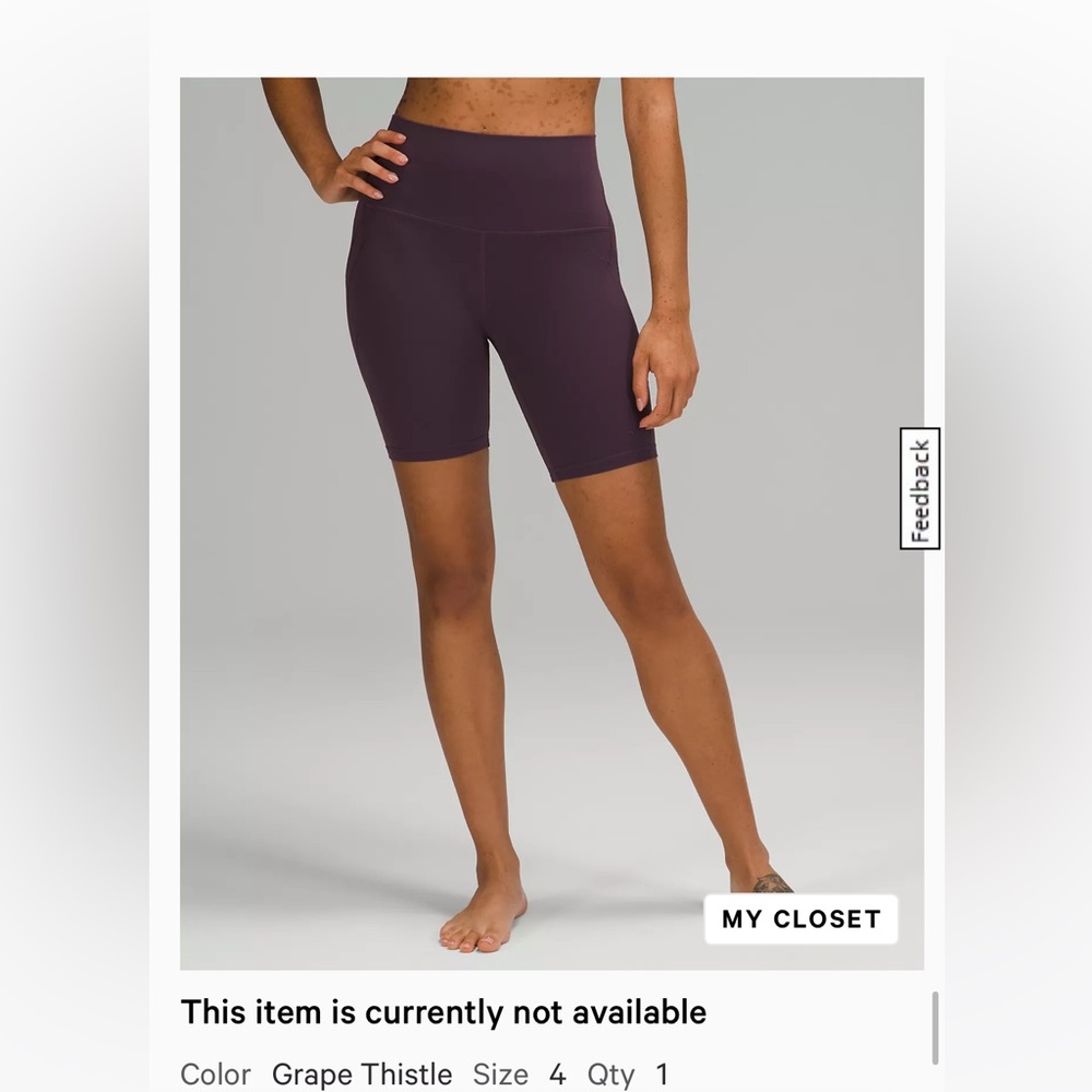 Lululemon align short grape thistle size 4